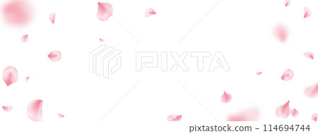 Sakura petal spring blossom frame. Pink rose composition. Flower flying background. Beauty Spa product banner. Valentine romantic card. Light delicate pastel design. Vector illustration Sakura petal spring blossom frame. Pink rose composition. Flower flying background. Beauty Spa product banner. Valentine romantic card. Light delicate pastel design. Vector illustration 114694744