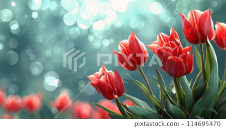 Red Tulips With Bokeh Background 114695470