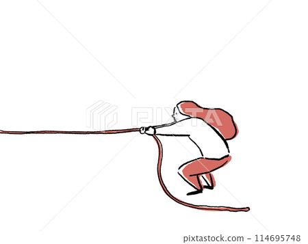 Woman pulling a rope Woman pulling a rope 114695748