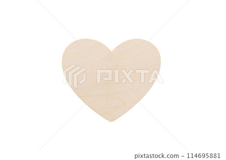 Wooden heart isolated on transparent background. Love heart symbol 114695881