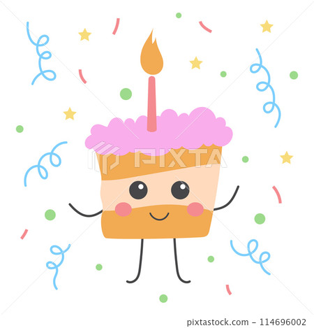 birthday card with cake character 114696002