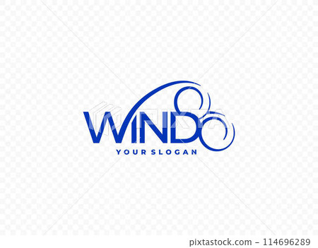 Word wind with abstract wind lines vector logo design 114696289