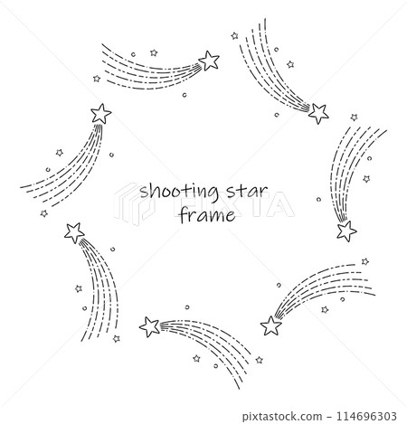 Stylish line drawing shooting star frame illustration 02 Stylish line drawing shooting star frame illustration 02 114696303