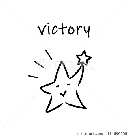 Simple line drawing of a star character smiling in victory Simple line drawing of a star character smiling in victory 114696306