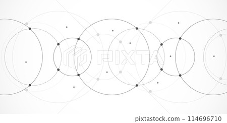 Abstract geometric background with plexus circles. Vector illustration of minimalistic design. 114696710