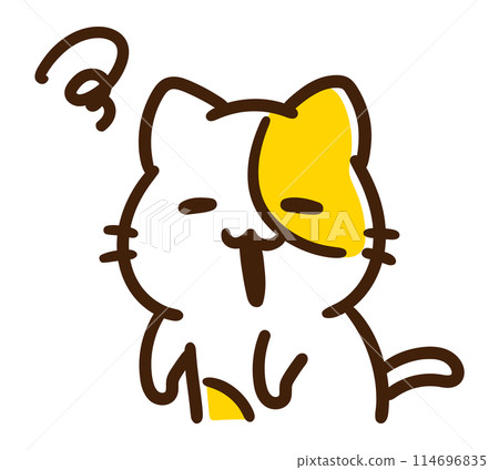 滑稽地描繪了一隻疲憊且無法正常思考的可愛貓咪角色。 114696835