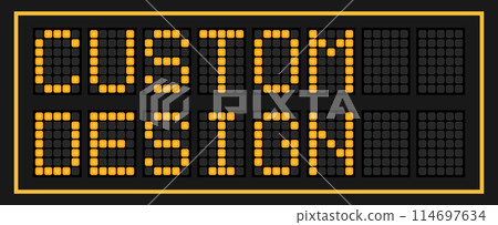 Orange color led banner in word custom design on black background Orange color led banner in word custom design on black background 114697634