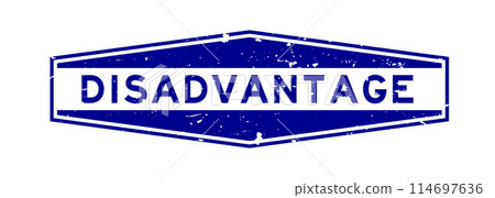 Grunge blue disadvantage word hexagon rubber seal stamp on white background 114697636