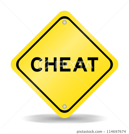 Yellow color transportation sign with word cheat on white background 114697674