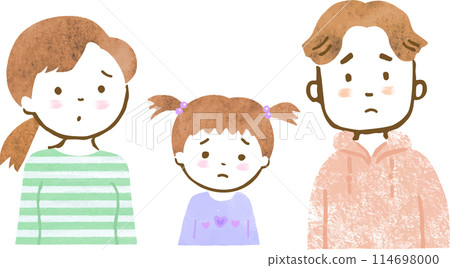 手繪插畫一家三口上半身表情困擾 手繪插畫一家三口上半身表情困擾 114698000