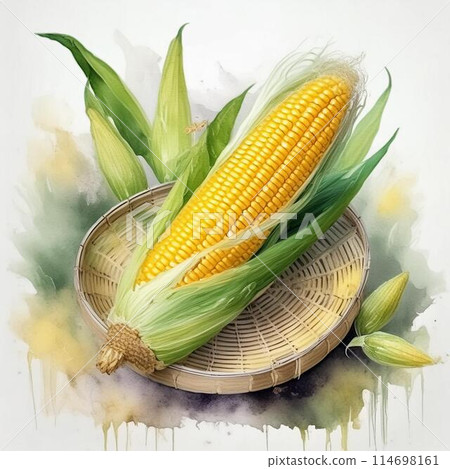 Corn on a bamboo basket Corn on a bamboo basket 114698161