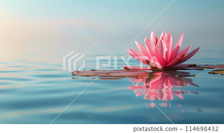 Pink Lotus Flower Floating in Water Pink Lotus Flower Floating in Water 114698432