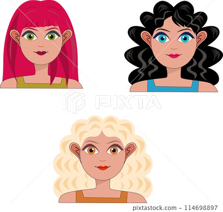 Set of female portraits. Women avatar characters. Part 2 Set of female portraits. Women avatar characters. Part 2 114698897