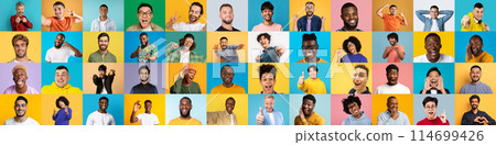 Celebrating human joy, this collage shows multiracial, multiethnic men faces on international-style multicolor panels, embodying diversity Celebrating human joy, this collage shows multiracial, multiethnic men faces on international-style multicolor panels, embodying diversity 114699426