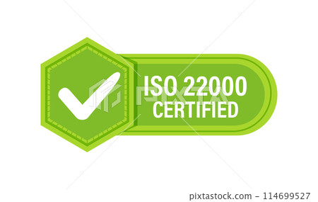 ISO 22000 Quality Management Certification Badge. Vector illustration 114699527