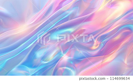 Abstract background with holographic gradient in blue, pink and orange colors. Beautiful blurred wallpaper for your design project. Iridescent liquid texture with wavy shapes. Abstract background with holographic gradient in blue, pink and orange colors. Beautiful blurred wallpaper for your design project. Iridescent liquid texture with wavy shapes. 114699634