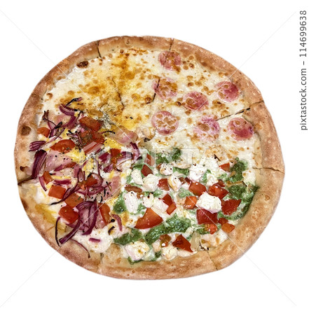 Assorted pizza on white background 114699638