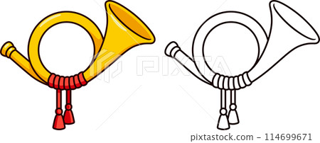 Post horn cartoon icon drawing Post horn cartoon icon drawing 114699671