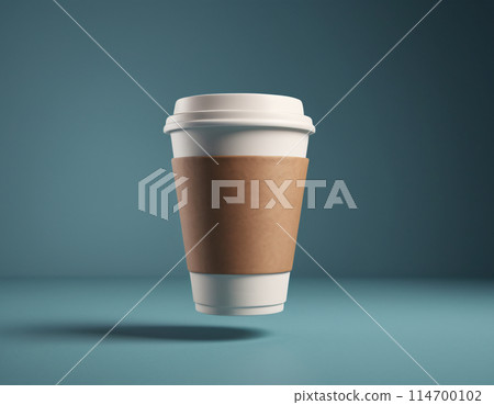 Mockup of a fragrant takeaway coffee glass floating in the air Mockup of a fragrant takeaway coffee glass floating in the air 114700102
