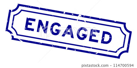 Grunge blue engaged word rubber seal stamp on white background 114700594