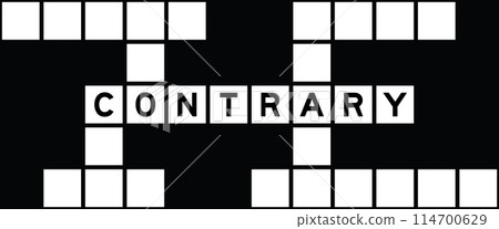 Alphabet letter in word contrary on crossword puzzle background 114700629