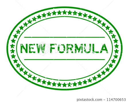 Grunge green new formula word oval rubber seal stamp on white background Grunge green new formula word oval rubber seal stamp on white background 114700653