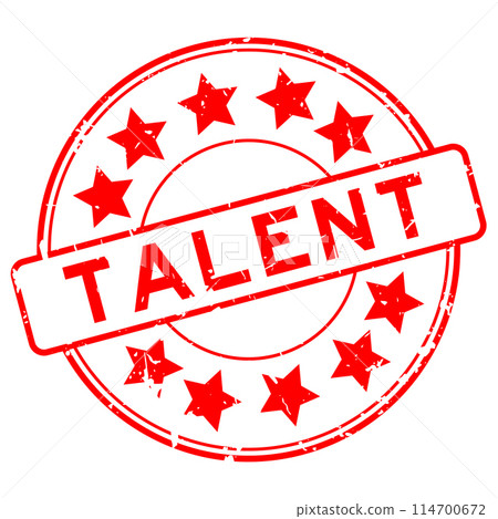 Grunge red talent word with star icon round rubber seal stamp on white background Grunge red talent word with star icon round rubber seal stamp on white background 114700672