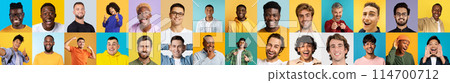An international, multiracial, and multiethnic array of smiling men faces, captured in a lively collage, exudes happiness and camaraderie among people An international, multiracial, and multiethnic array of smiling men faces, captured in a lively collage, exudes happiness and camaraderie among people 114700712
