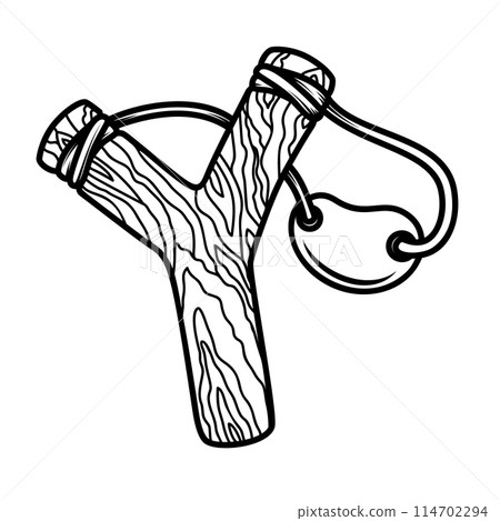 Illustration of slingshot. Design element for logo, emblem, sign, poster, t shirt. Vector illustration Illustration of slingshot. Design element for logo, emblem, sign, poster, t shirt. Vector illustration 114702294