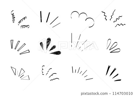 Pop line frame comic anime effect healine mark, suprise doodle emotions isolated on white background. Attention sign, notice or sparles. Pop line frame comic anime effect healine mark, suprise doodle emotions isolated on white background. Attention sign, notice or sparles. 114703010