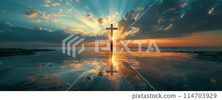 Cross in the Middle of a Body of Water Cross in the Middle of a Body of Water 114703929