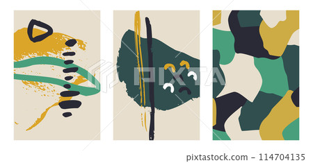 Set of minimalist posters with abstract rough shapes 114704135