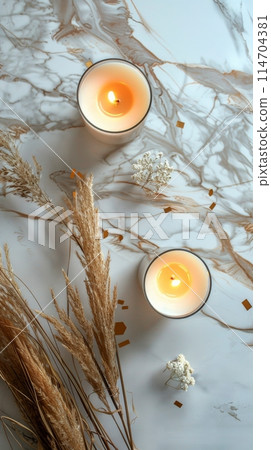 Couple of Candles on Table 114704381