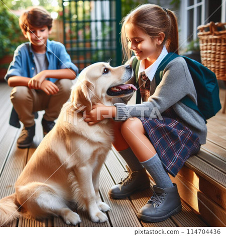 Dog and owner girl 114704436