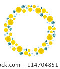 Yellow roses and sunflowers vector illustration circle 114704851