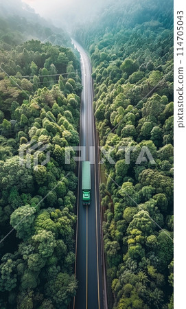 Aerial View of Road Surrounded by Trees 114705043