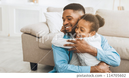 I Love You, daddy. Cute Daughter Hugging Father With Love And Tenderness, At Home. I Love You, daddy. Cute Daughter Hugging Father With Love And Tenderness, At Home. 114705602