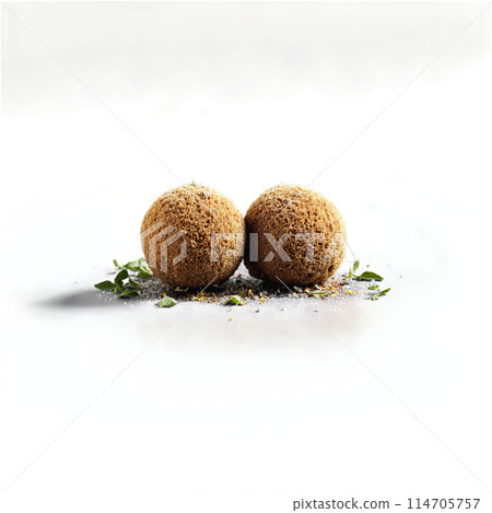 Bergamot earl grey truffles dusted with tea leaves split open to reveal a sophisticated citrusy 114705757