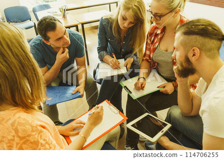 Group of people students working together Group of people students working together 114706255