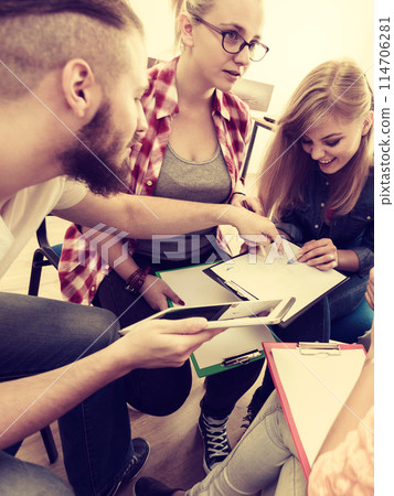 Group of people students working together 114706281