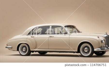 Classic Beige Saloon Car from the 1960s 114706751