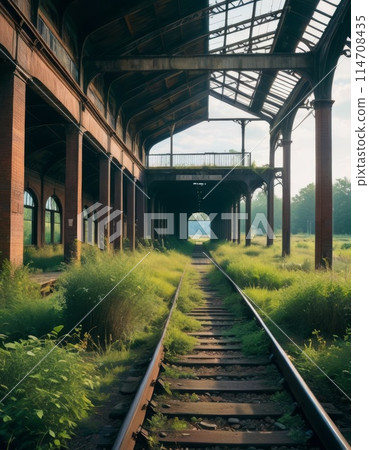 Abandoned Train Station Overgrown with Nature Abandoned Train Station Overgrown with Nature 114708435