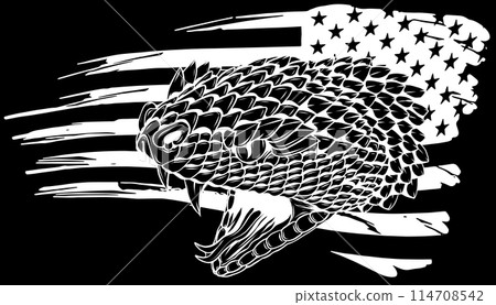 snake head in white line on black background 114708542
