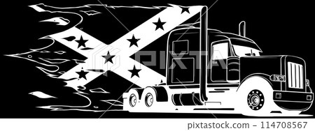 Truck in white line on black background 114708567