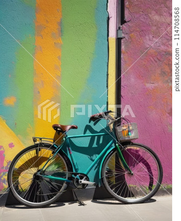Urban Ride with Colorful Backdrop 114708568
