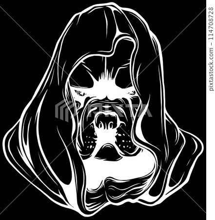 head dog in white line on black background 114708728