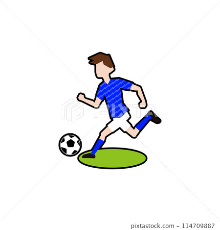 Dribbling soccer player 01_Japan national soccer team fielder 05 black border 114709887