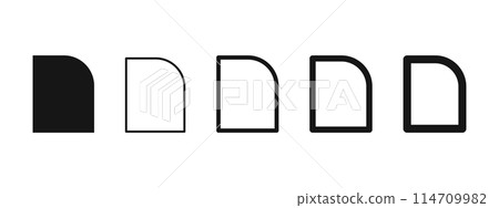 Set of semiarch shapes and frames. Templates for wedding invitation or greeting cards, business brochures, event or party banner in half archway form. Vector graphic illustration Set of semiarch shapes and frames. Templates for wedding invitation or greeting cards, business brochures, event or party banner in half archway form. Vector graphic illustration 114709982