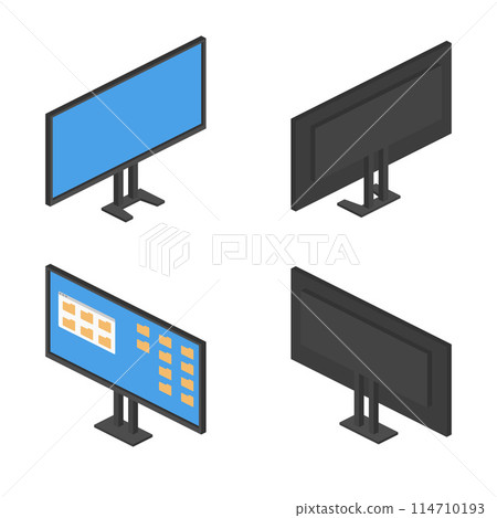 isometric pc monitor tv screen front back view on white background vector flat illustration isometric pc monitor tv screen front back view on white background vector flat illustration 114710193