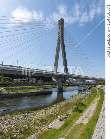 流經川西市和池田市的豬名川上的新豬名川大橋 流經川西市和池田市的豬名川上的新豬名川大橋 114710371